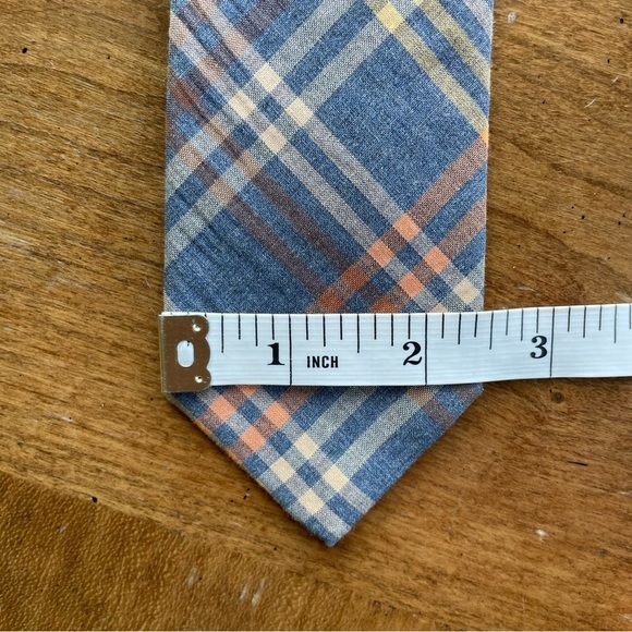 J. Crew Factory 100% Cotton Blue and Yellow Plaid Neck Tie 2.5” X 59” - Picture 6 of 8